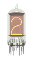 Gas filled tubes with light number "2", at white background