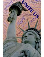 Statue of Liberty on the background of the word