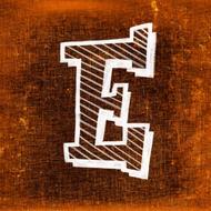 drawn letter e on a background with patterns