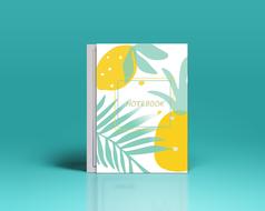 tropical fruits on a notebook as an illustration