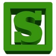 3d, green sign with "S" letter in square, at white background, clipart