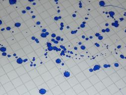 blue ink blots on a school notebook