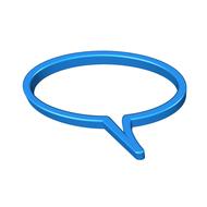 3d, blue discussion bubble, at white background, clipart