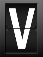 White "V" letter on the black cards, among the grey frame, clipart