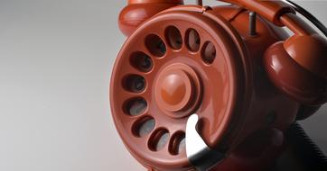 vintage red telephone, close-up