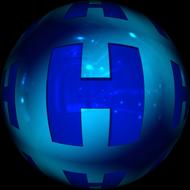 blue letter H on the ball