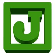 3d, green icon with "J" letter, at white background, clipart