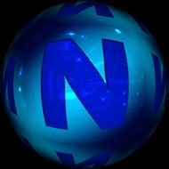 letter n on a blue ball as a concept