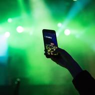green Spotlights and Mobile Phone