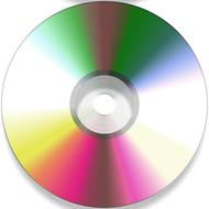 Model of the colorful, shiny DVD disc, at white background, clipart