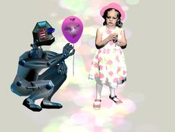 robot machine and girl