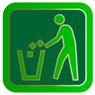 Green sign with the person throwing trash in the can, of different shades, clipart