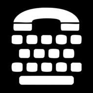 White phone and keyboard icons, at black background, clipart