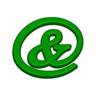 Ampersand, green letter in circle, 3d render