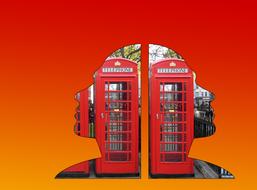 profiles of human heads and London telephone booths