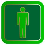 Green button with human drawing