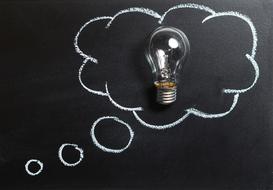 light bulb on the blackboard