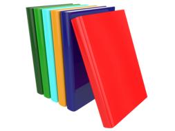 closed books in bright covers, render