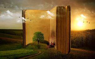 book old clouds tree drawing