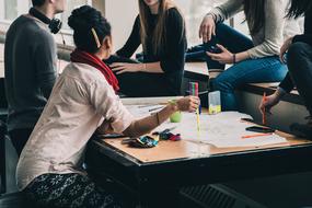 students work in a group