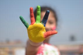 closeup picture of Colorful Five Fingers hand