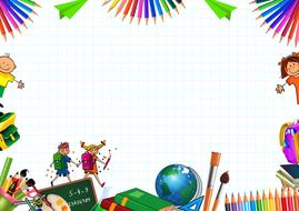 frame school children globe board drawing