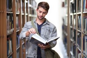 Student in Library Books