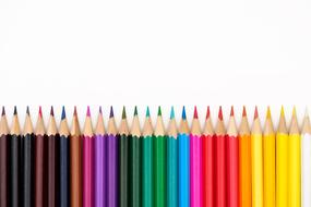 sharp color pencils on a white background