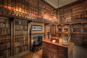 interior of library in Abbotsford House, home of Sir Walter Scott, uk, scotland, melrose