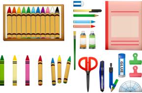 school supplies crayons and scissors