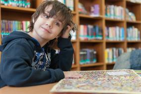Shelf Library Education boy