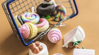 Artificial Bakery in basket, decoration