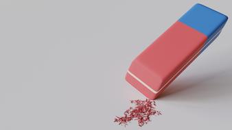 Blue, red and white eraser