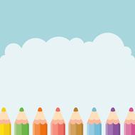 row of colored pencils at sky, drawing
