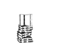 drawn pile of books on the white background