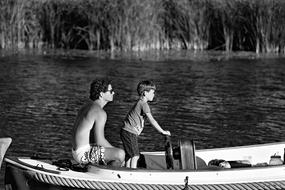 Father and child in boat