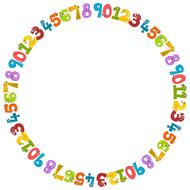 colorful numbers in circle, round frame
