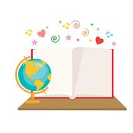 book white globe and various signs