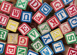 colourful wooden blocks with letters