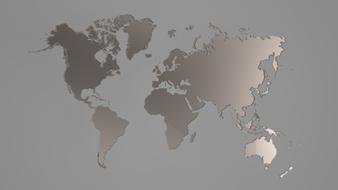 drawn silver continents on a gray background
