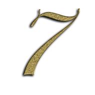 number 7, golden font