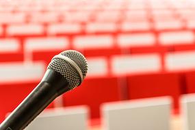 Microphone and red background