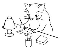 letter study writing cat drawing