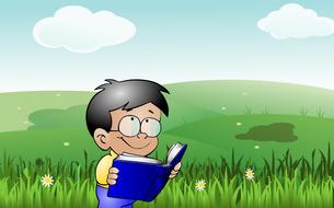 kid reading book drawing