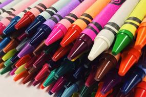 large set of multi-colored wax crayons