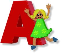 girl alphabet letters a drawing