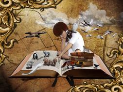 girl in imagining world of book