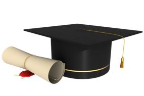 drawn black graduation cap and diploma