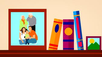 family memory photo and books