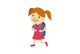 school girl back to school drawing